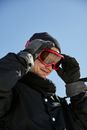 Man in Black Jacket Wearing Orange Goggles
