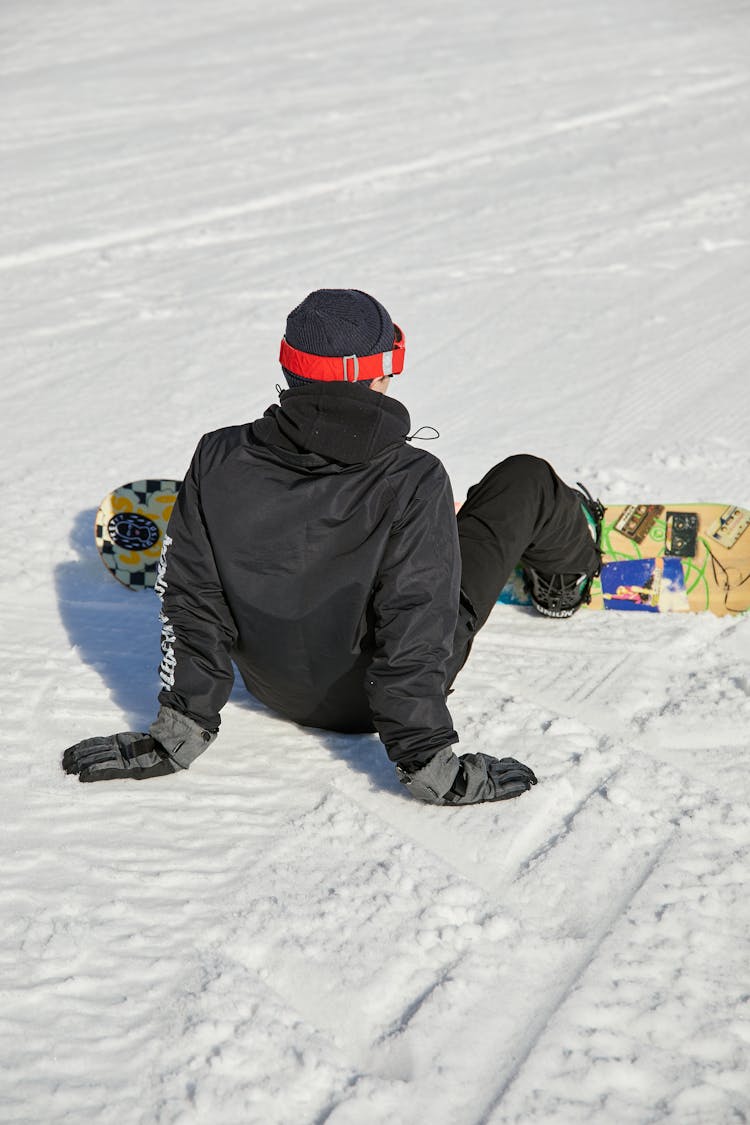 A Snowboarder Sitting On The Snow