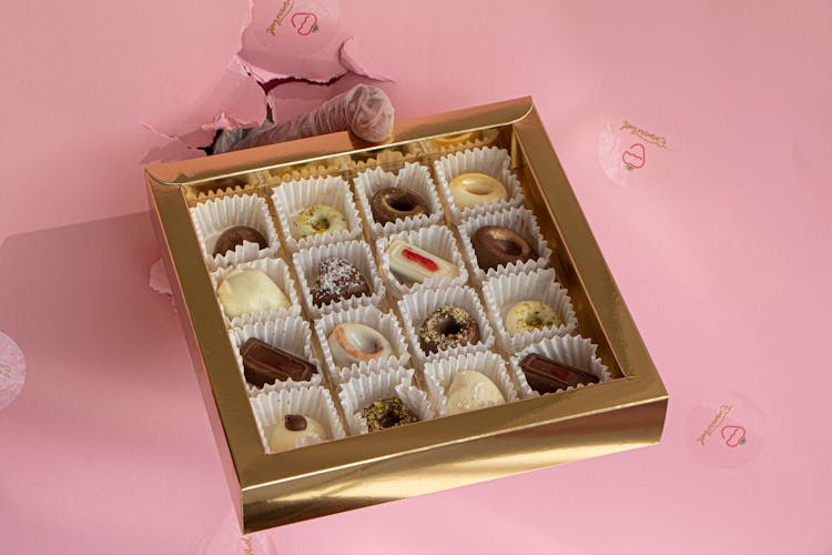 A Box With Gourmet Chocolates 