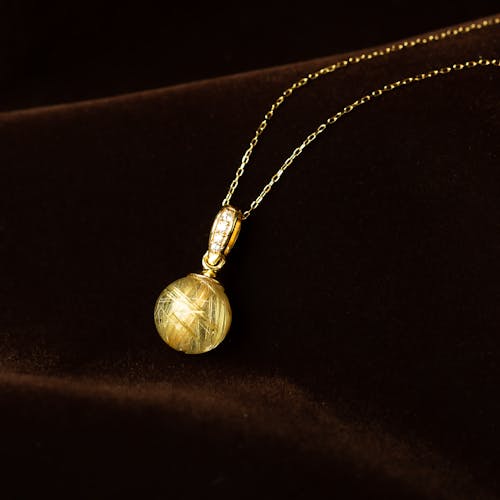 Free Gold Necklace With Round Pendant Stock Photo