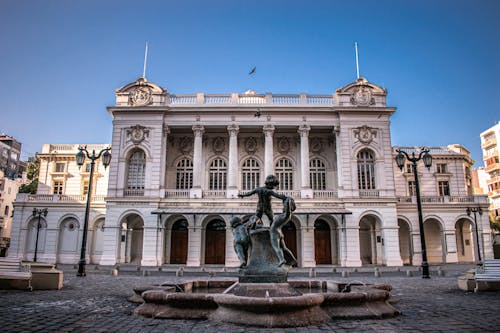 A Fountain in Front of the Municipal Theatre of Santiago