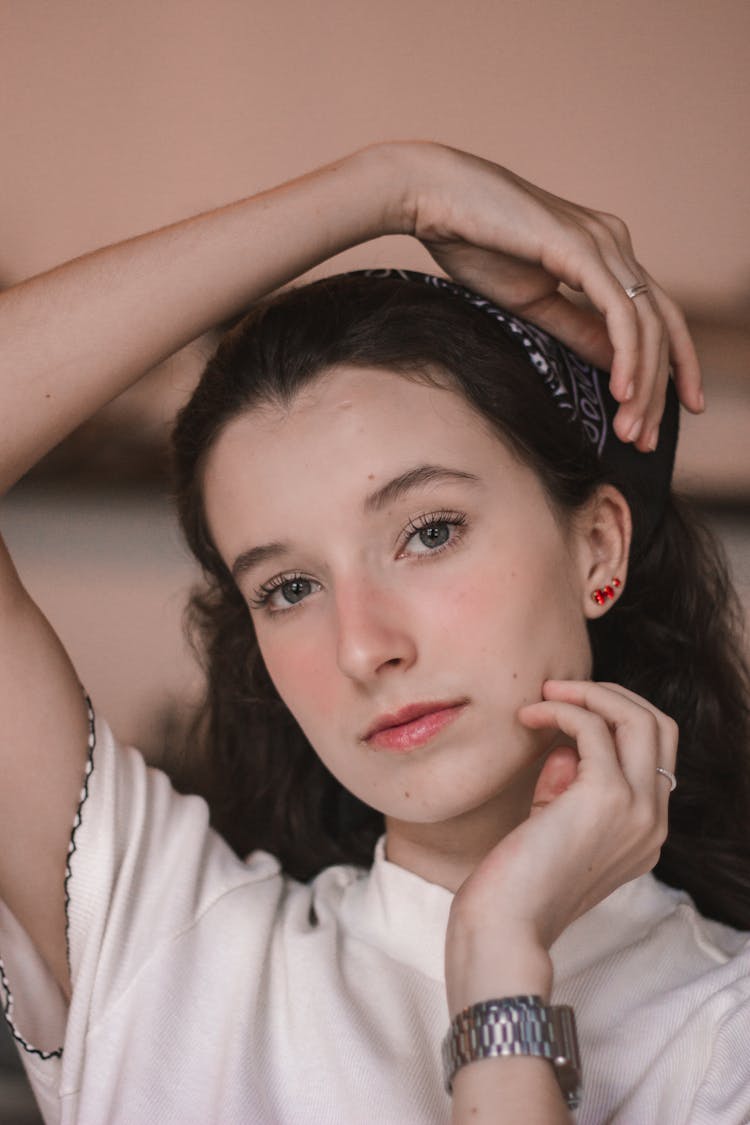 A Beautiful Woman Wearing A Bandana