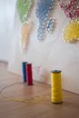 Colorful Spools of Threads and a String Art