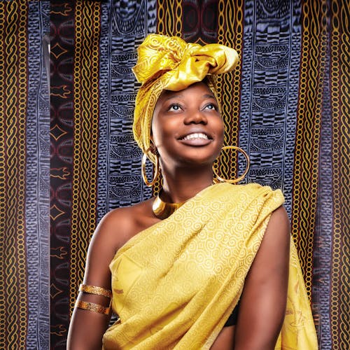 A Woman Wearing a Yellow Saree