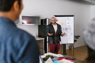 A Man Standing Near the Whiteboard