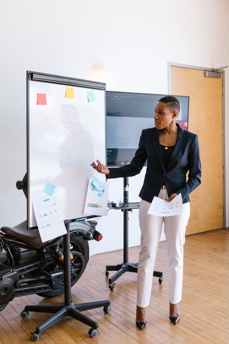 Confident businesswoman presenting a marketing strategy
