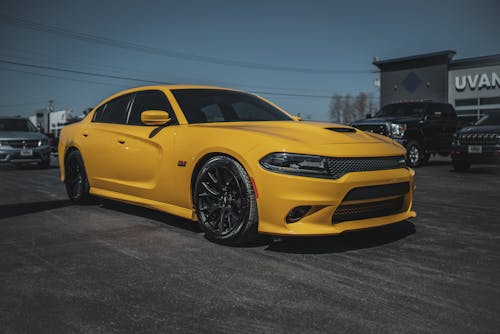 
A Parked Yellow Dodge Charger