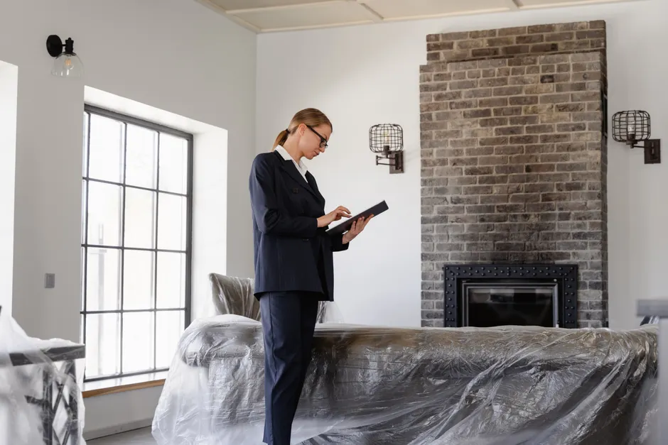 Propriétaire satisfait découvrant son logement restauré après intervention de nettoyage sinistre