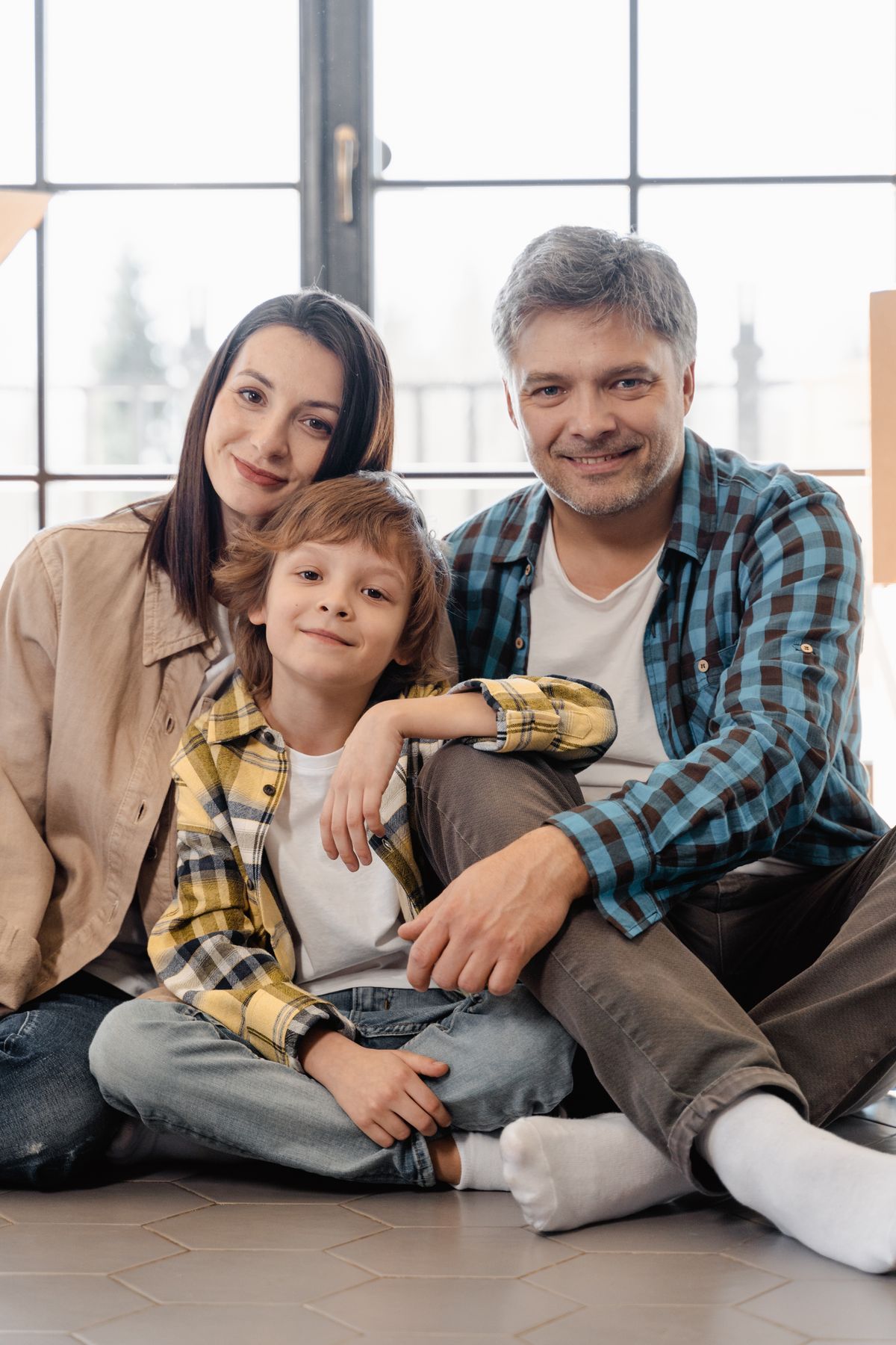 Happy family in their new home