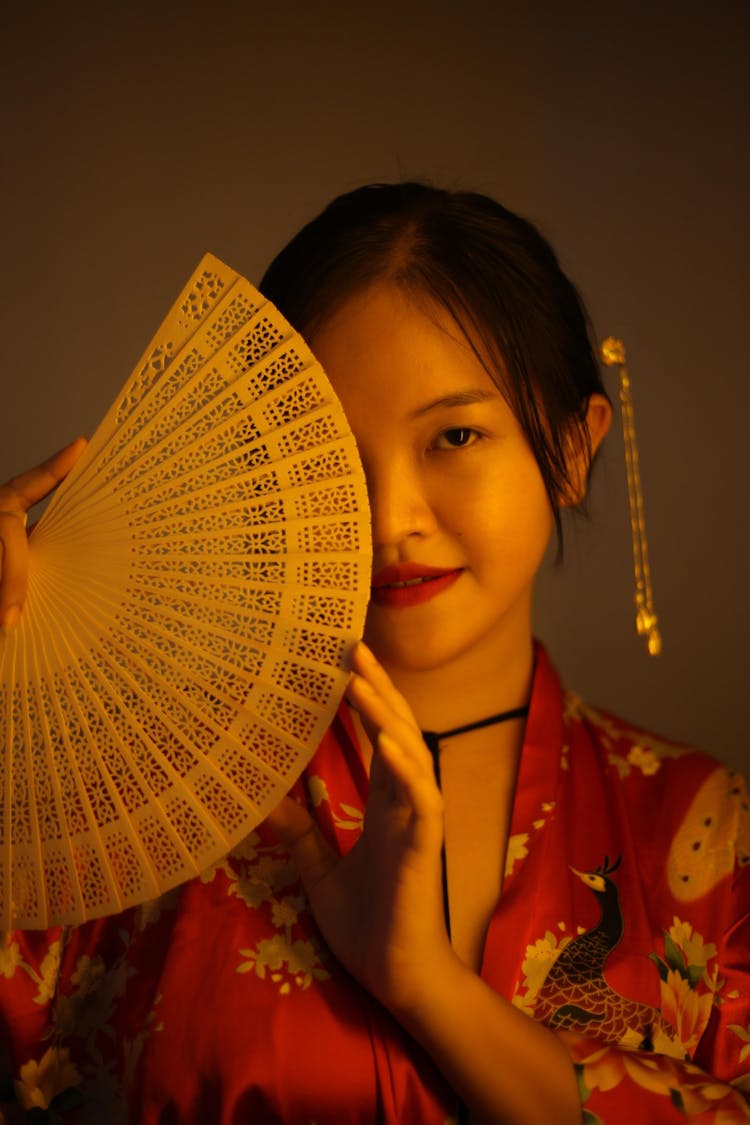 Japanese Woman With Traditional Hand Fan