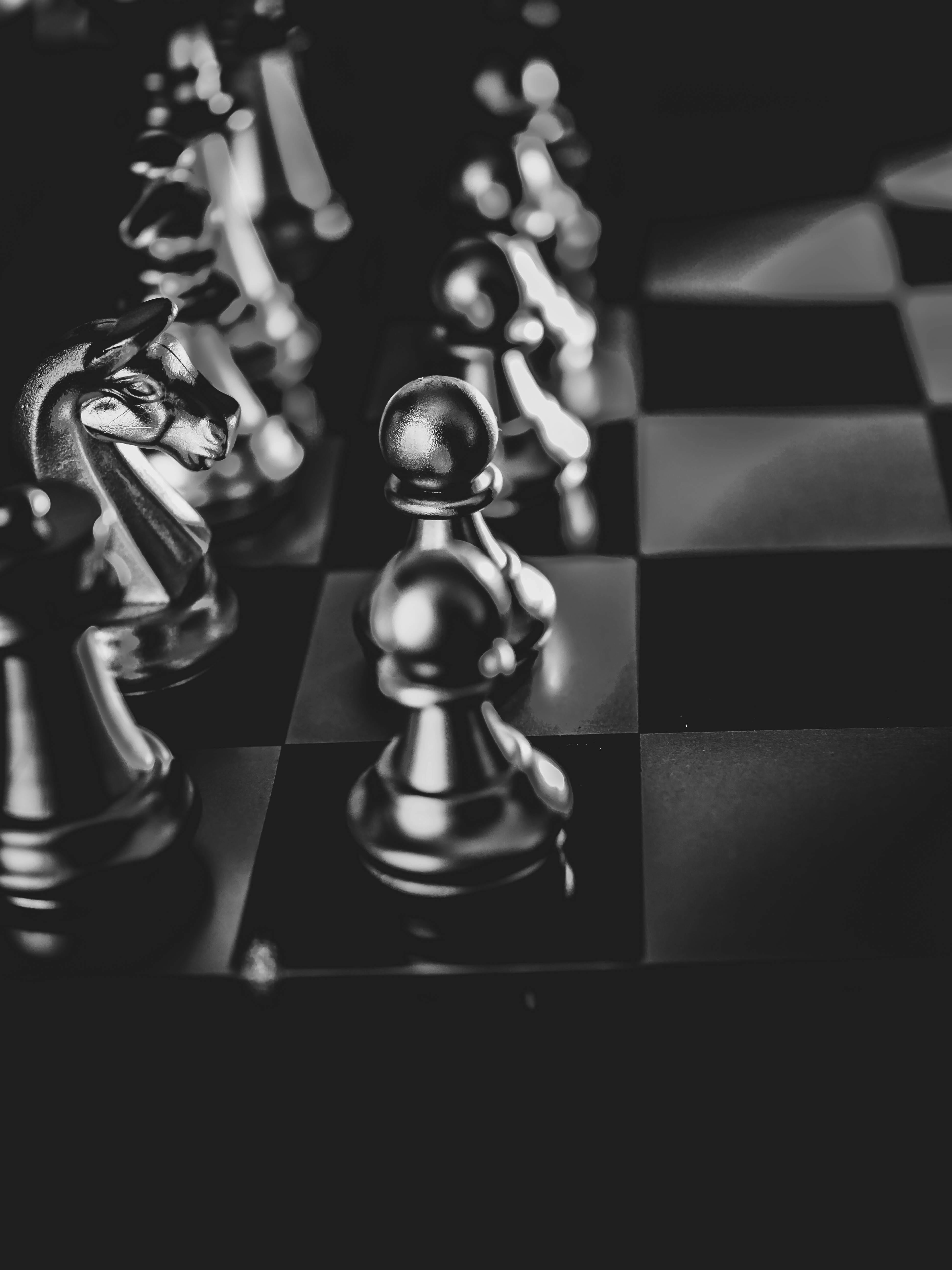 Beautiful Grayscale Closeup Shot of Clear Glass Chess Pieces-perfect for Mobile  Wallpapers Stock Image - Image of macro, background: 192740149