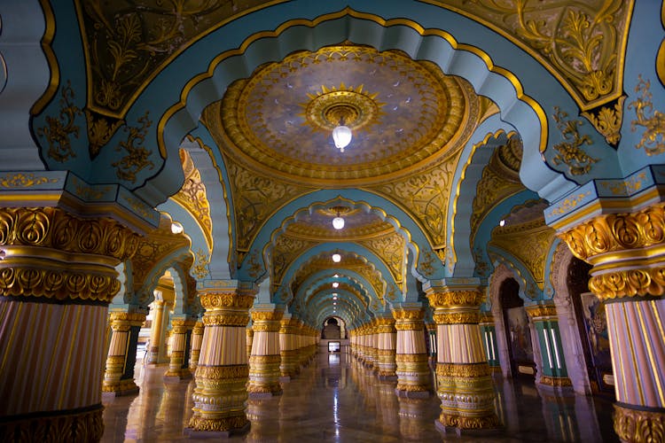 Colorful Archways And Ceilings Of A Cathedral