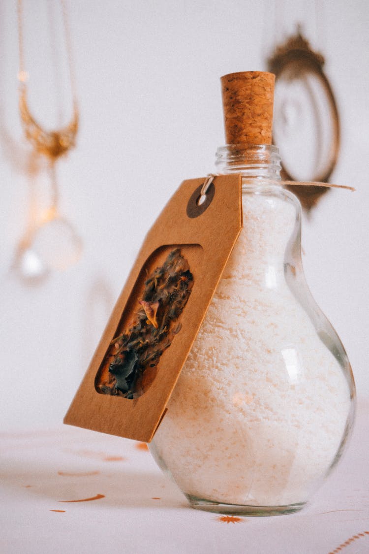 Glass Bottle With Salt For Bath Salt