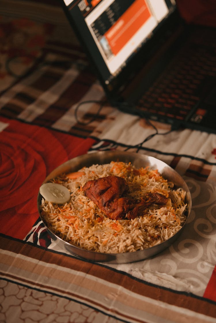 Close-Up Shot Of Biryani Food