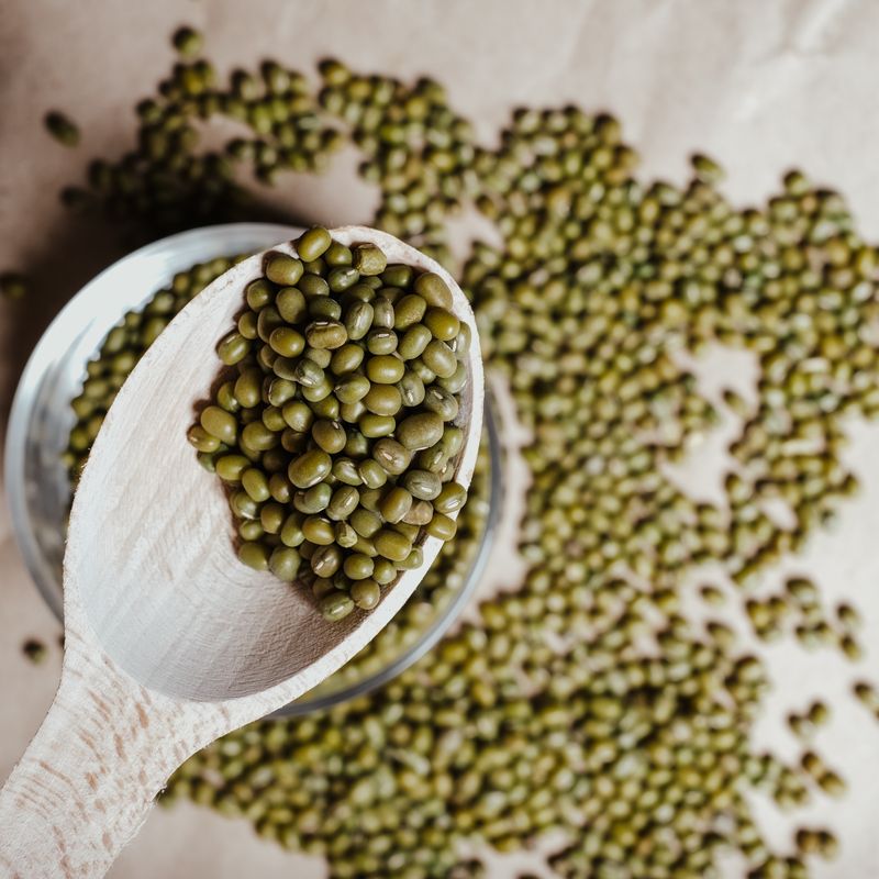 Air Fryer Crispy Mung Beans with Chili Oil and Scallion