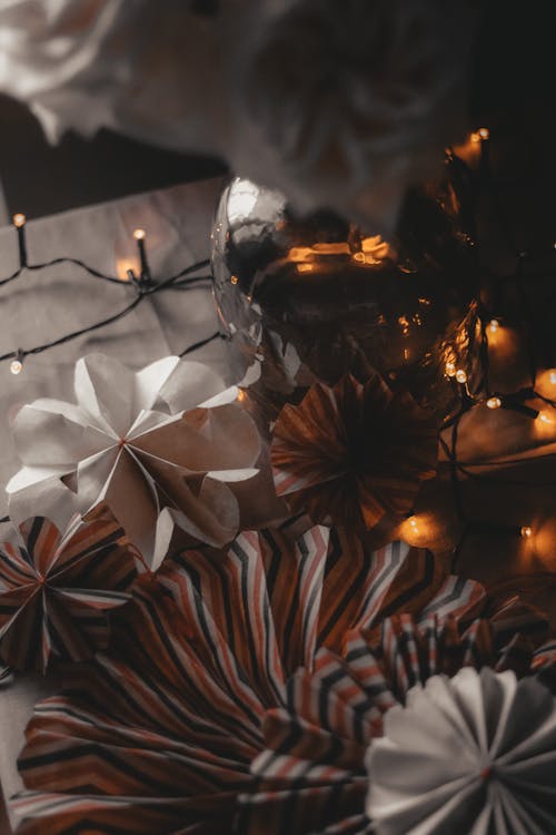 Decorative paper decorations on table