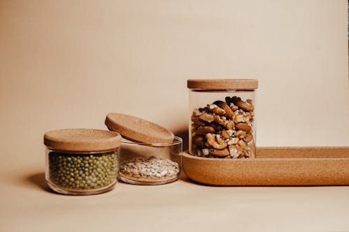 Seeds and Grains in Stored in Glass Jars