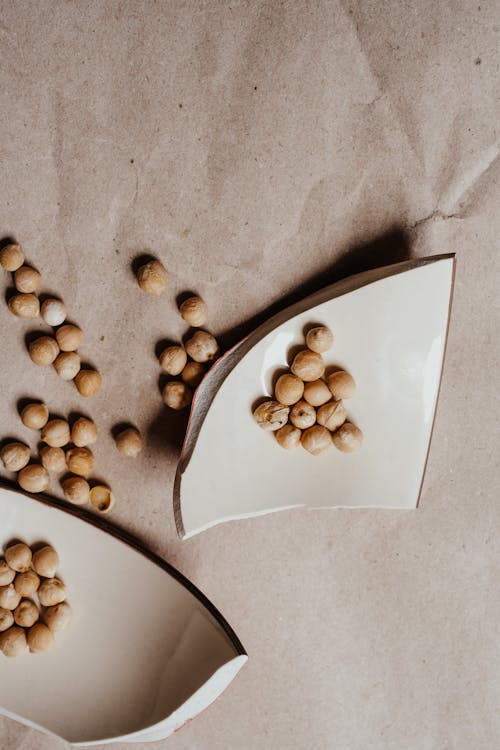 Free Chickpeas and a Broken Ceramic Plate Stock Photo