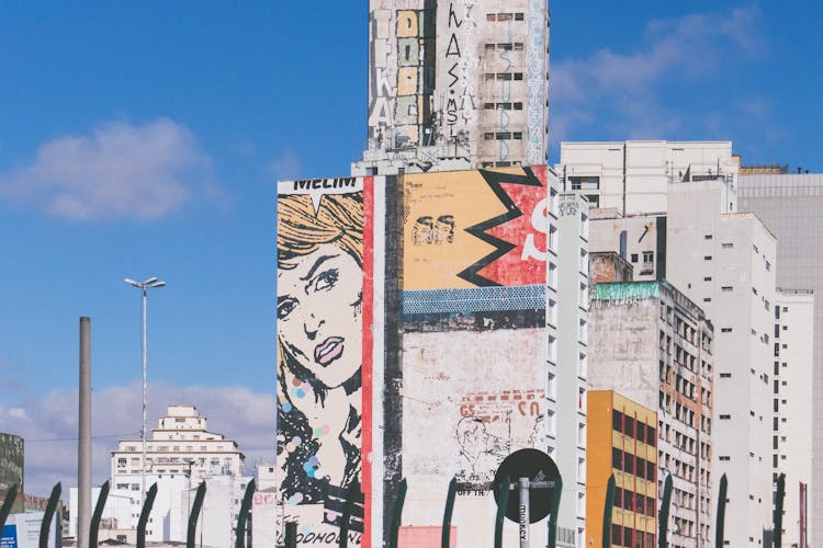 A Building With A Graffiti Art At Sao Paulo