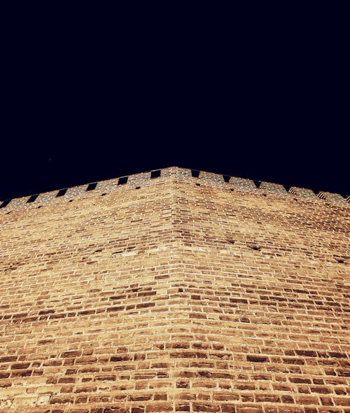 Low-Angle Shot of a Brick Building