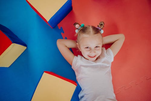 A Cheerful Girl Lying Down