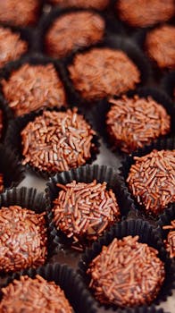 Indulgent chocolate truffles covered in sprinkles, a delightful dessert treat.