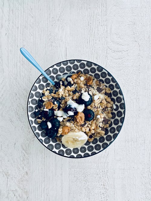 A Top View of a Bowl of Muesli