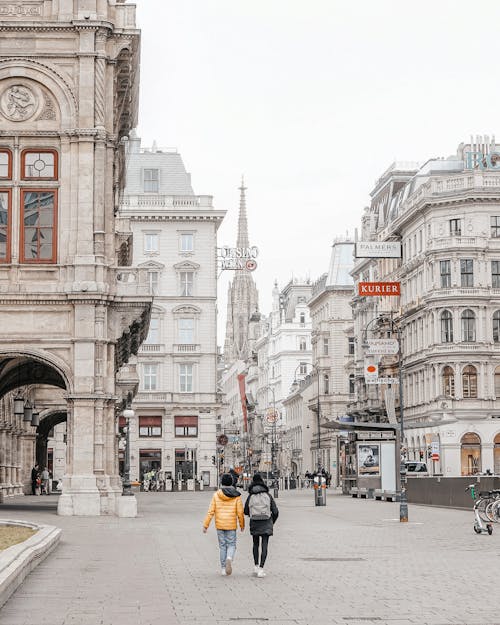 People Walking in Old Town in Vienna