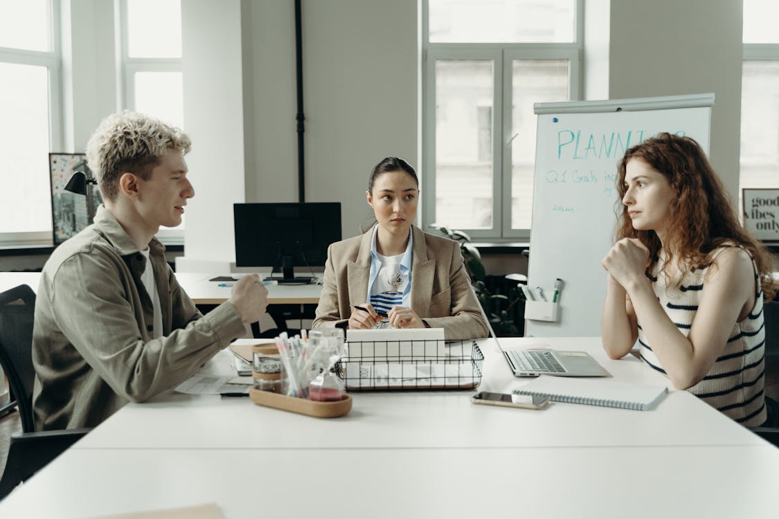 Free People in a Meeting Stock Photo