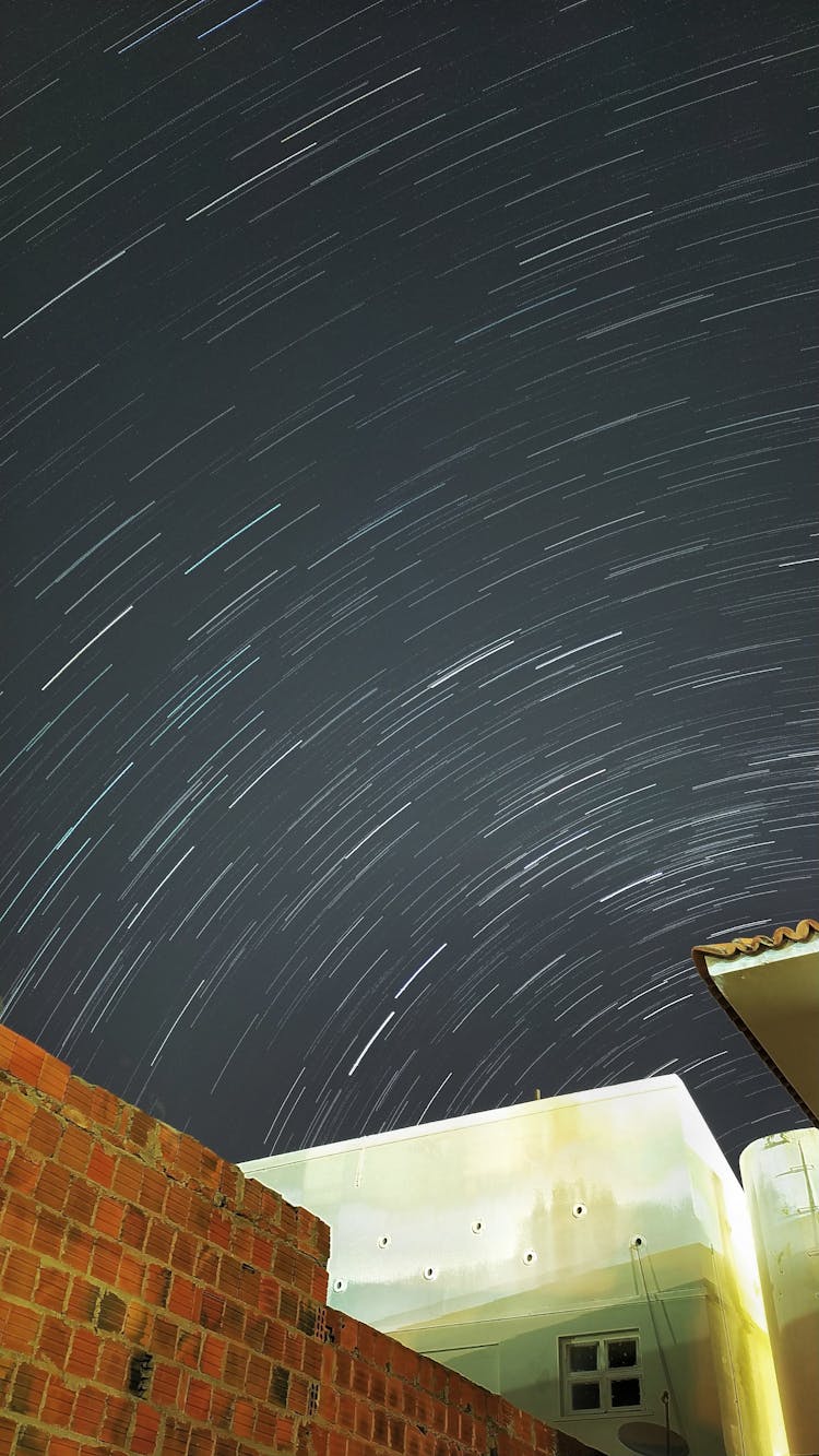 Star Trails Over House