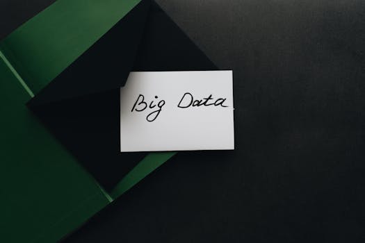 A minimalist photo of a card with 'Big Data' text inside a green envelope, showcasing modern concepts.