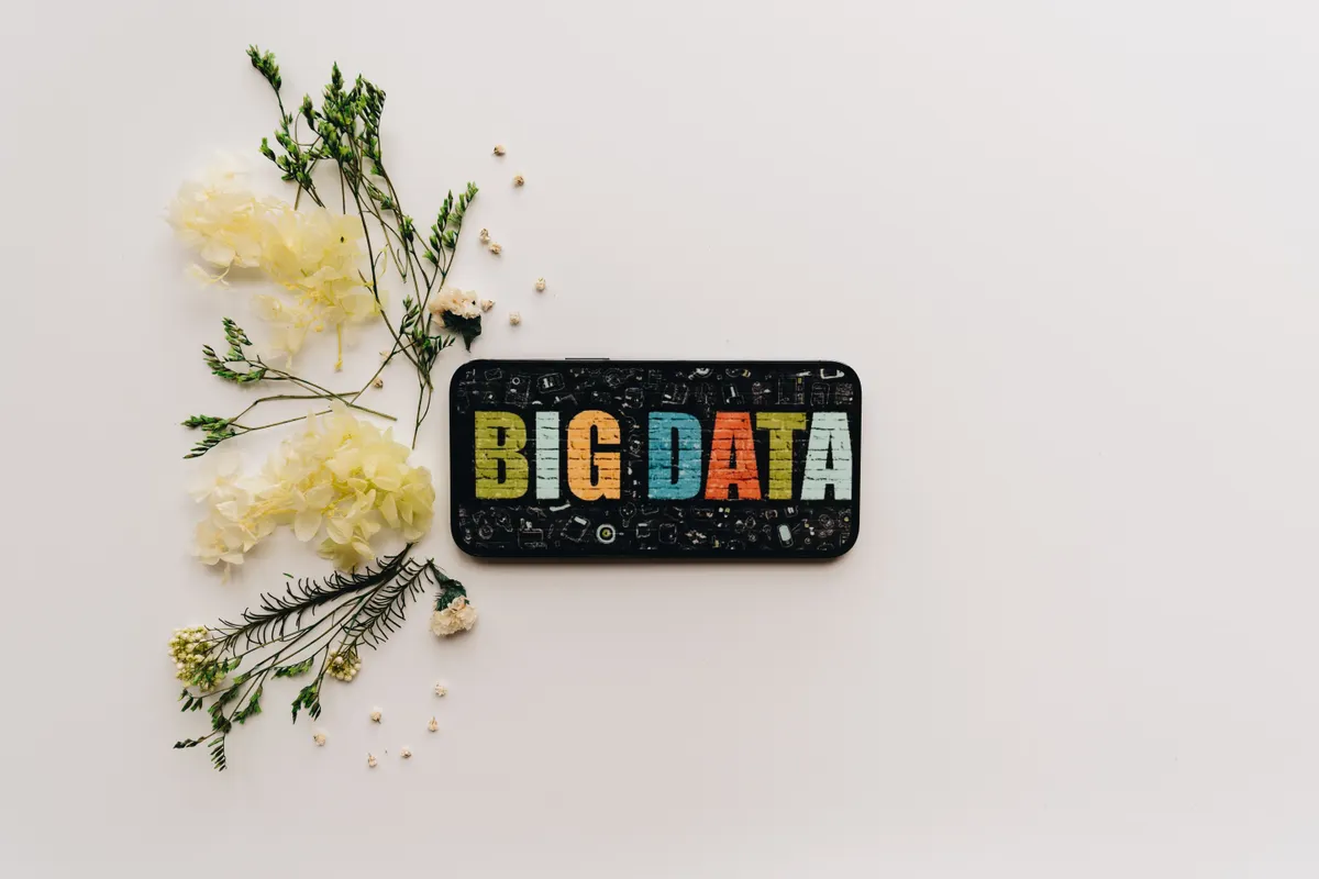 Smartphone showing Big Data text, comparing best AI writing tools and SEO optimization software.