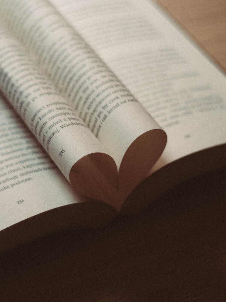 Book Pages Folded To Form A Heart Shape