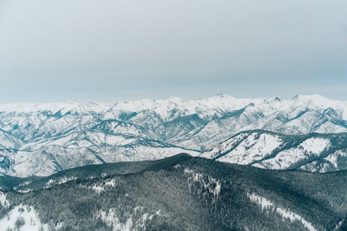 The Landscape Scenery of Snow Covered Mountains