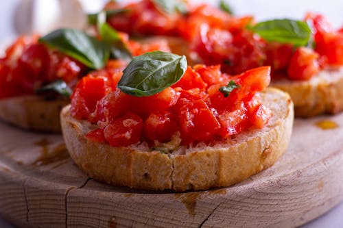 A Bruschetta in Close-Up Photography