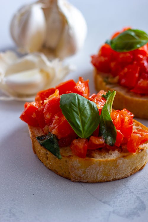 Photograph of a Bread with Tomatoes