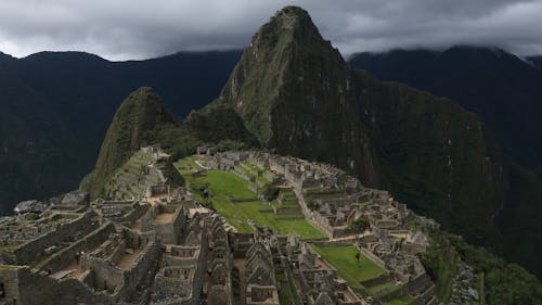 Free Drone Shot of Machu Picchu a Stock Photo