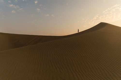 A Person Walking on a Sand Dune