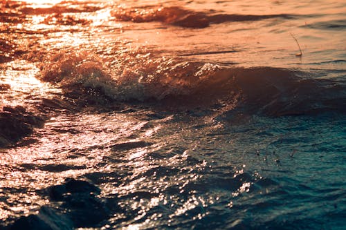 Close-Up Photo of a Body of Water during Sunset