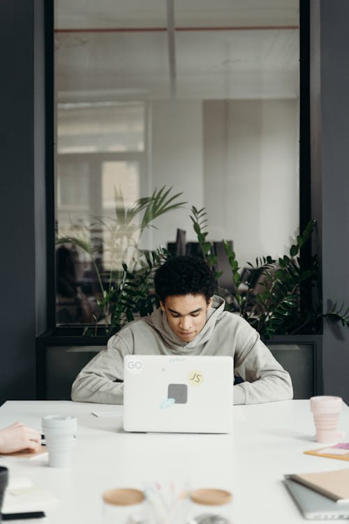 Man Sitting In Front of a Laptop