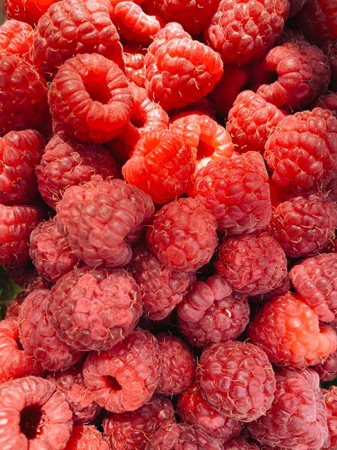 Vibrant close-up of fresh red raspberries showcasing texture and color.