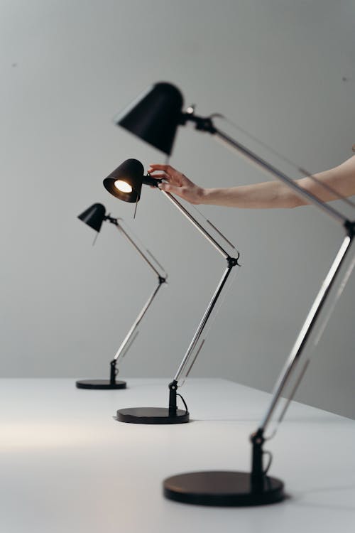 Black Lamps on a Table