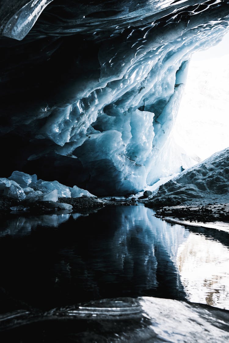 Ice In A Cave  Above Lake