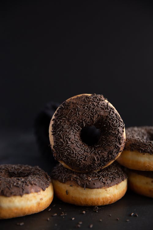 Free Chocolate Sprinkled Donuts  Stock Photo