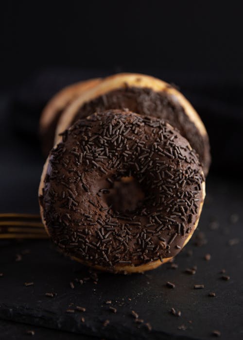 Free Selective Focus Photo of a Chocolate Donut Stock Photo