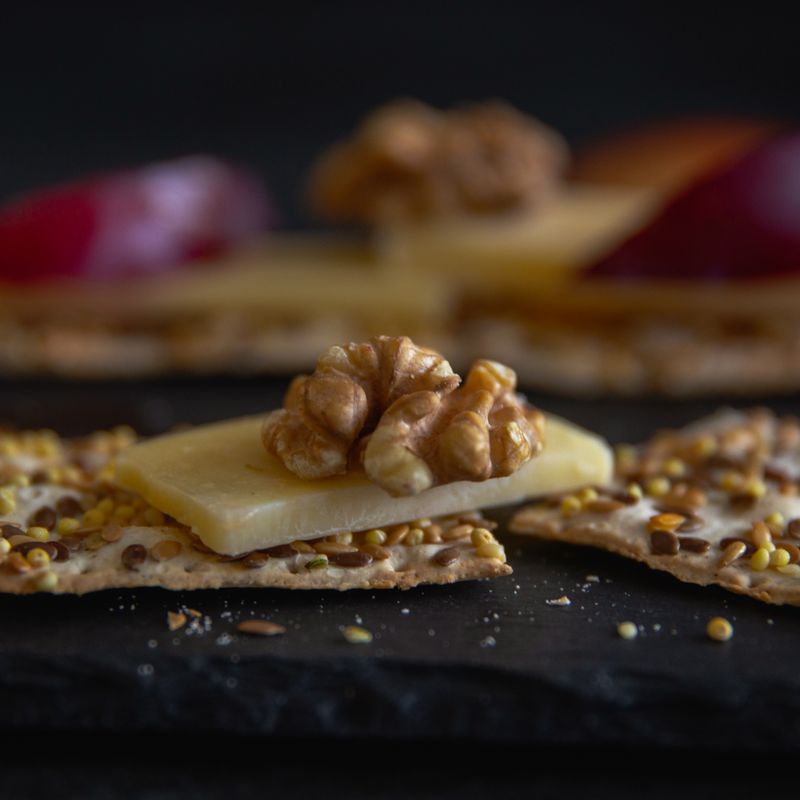 Sourdough French Poulard Cheese and Roasted Walnut Crackers