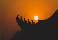 Silhouette of a Roof during Sunset