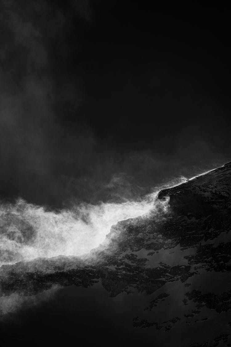 Grayscale Photo Of Ocean Waves Splashing