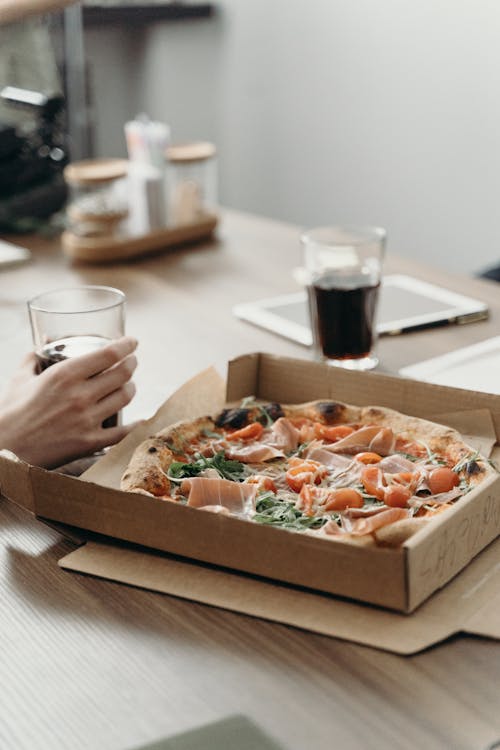 Free Pizza on a Table Stock Photo