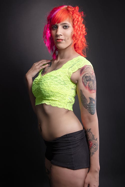 A Woman in Green Crop Top